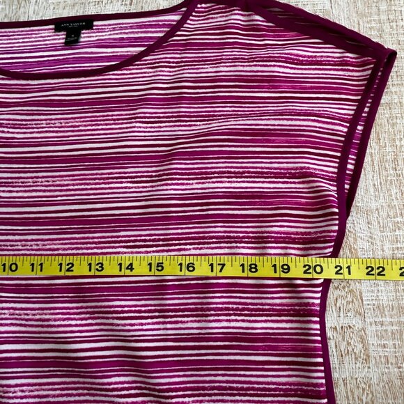 Ann Taylor Purple Pink Striped Top Shirt Blouse Size 4 or a Small/Medium - Picture 8 of 10